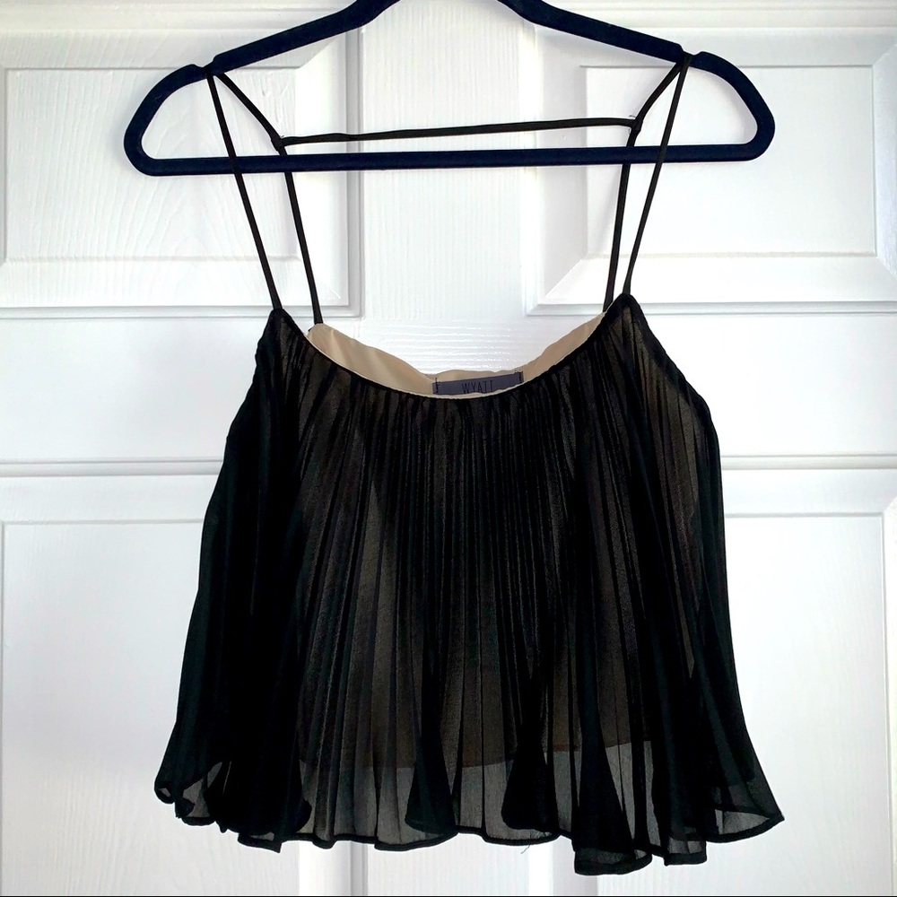 Wyatt Black Dressy Cropped Camisole Top Sz S